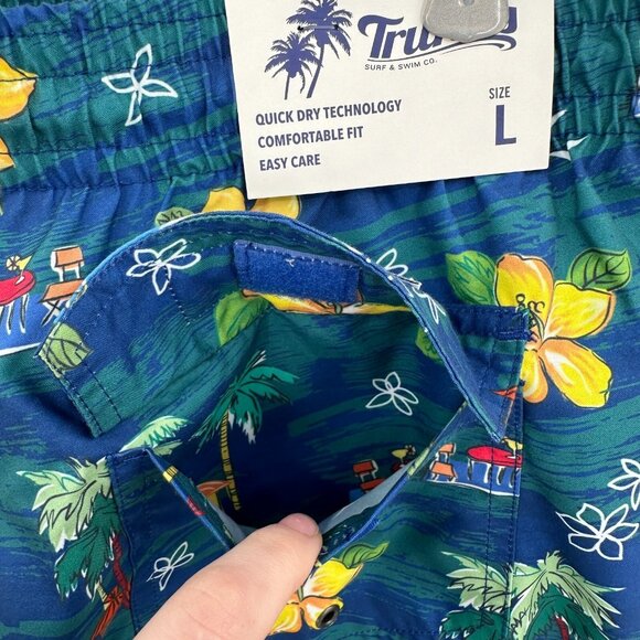 Trunks Surf & Swim Co. Men's 6" Sano Swim Shorts sz L Tiki Picnic Blue NWT - Picture 8 of 9